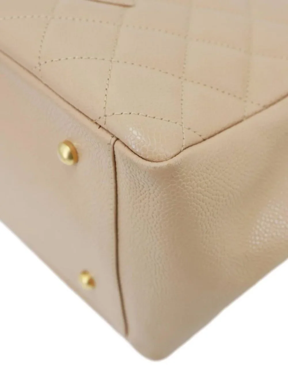 Chanel  Petite Timeless Quilted Caviar Leather Tote Bag Beige